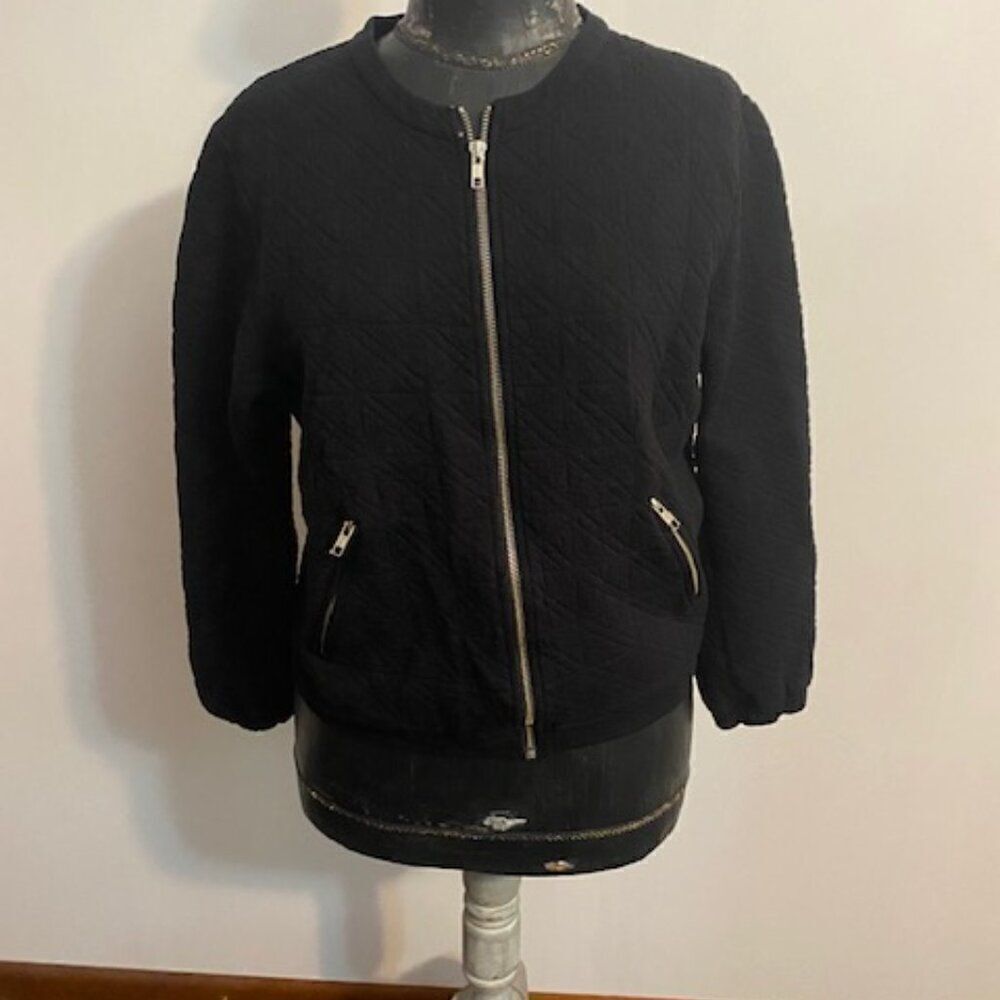J. Crew Black Quilted Bomber jacket, size M